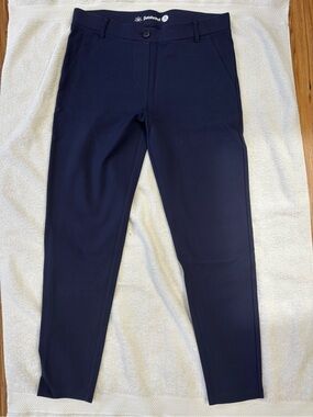Betabrand Navy Stretch Ponte Slim Leggings